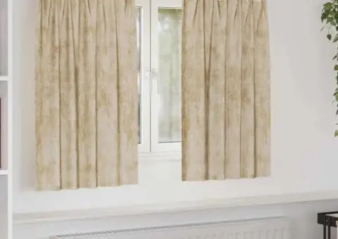 Cortine din catifea , 2 bucăți, cu ochiuri crem, 140 x 140 cm. - 1/5