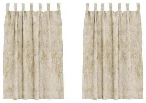 Cortina din catifea , set de 2 piese cu inele, Crem, 175 x 140 cm - 2/5