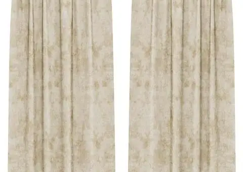 Perdele din catifea , 2 bucăți cu inele, Crem, 225 x 140 cm - 2/5