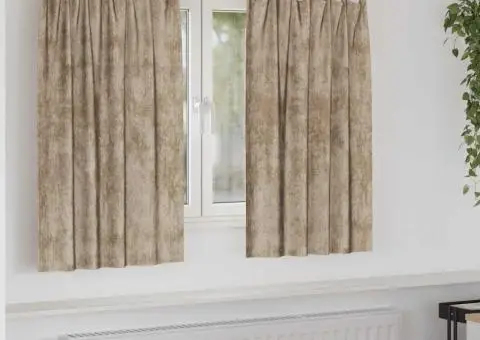 Draperii din Velur , set de 2, cu ochiuri Champagne, 140 x 140 cm - 1/5