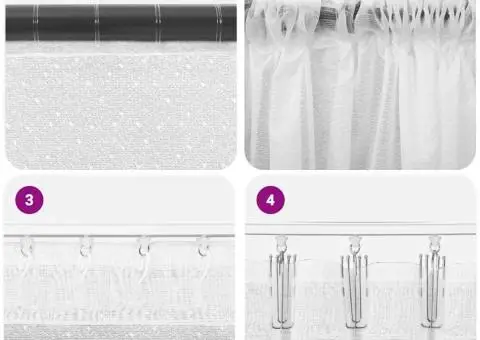 Perdele cu perdele Floral Alb 400 x 240 cm Poliester - 5/5