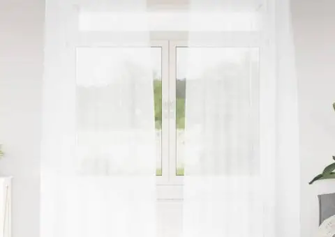 Perdele cu perdele 2 pcs Alb 140 x 260 cm Poliester - 1/5