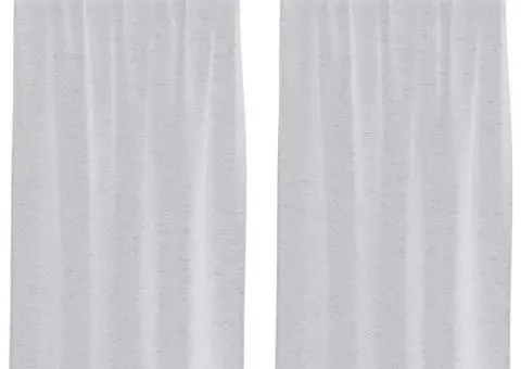 Perdele cu perdele 2 pcs Gri deschis 140 x 140 cm Poliester - 2/5