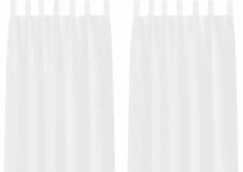 Perdele cu perdele 2 pcs Alb 140 x 175 cm Poliester - 2/5