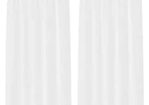 Perdele cu perdele 2 pcs Alb 140 x 245 cm Poliester - 2/5