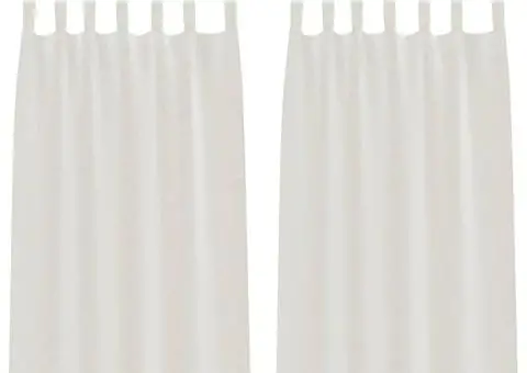 Perdele cu perdele 2 pcs Crem 140 x 175 cm Poliester - 2/5