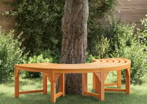 Bancă semirotundă de copac, 160 cm, lemn masiv eucalipt - 1/5