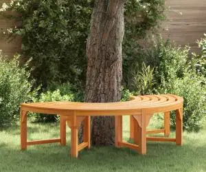 vidaXL Bancă semirotundă de copac, 160 cm, lemn masiv eucalipt