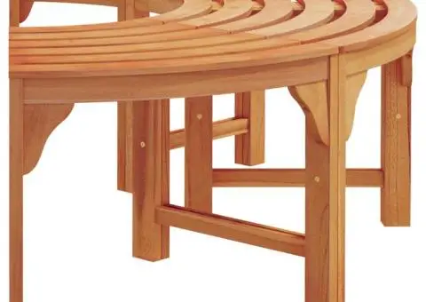 Bancă semirotundă de copac, 160 cm, lemn masiv eucalipt - 4/5