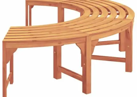 Bancă semirotundă de copac, 200 cm, lemn masiv eucalipt - 4/5