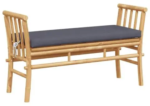 Bancă de grădină cu perne, 110 cm, bambus - 2/5