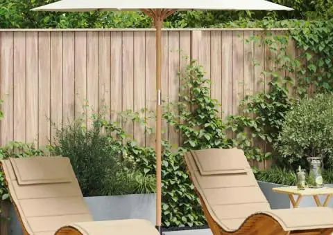 Umbrela de grădină, alb crem, 217x230 cm, bambus - 1/5