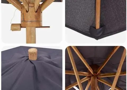 Umbrela de grădină, gri închis, 150x210 cm, bambus - 5/5