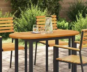 vidaXL Masă ovală 110x55x2,2 cm din lemn masiv de acacia