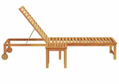 Șezlong cu masă din lemn solid de acacia - 5/5