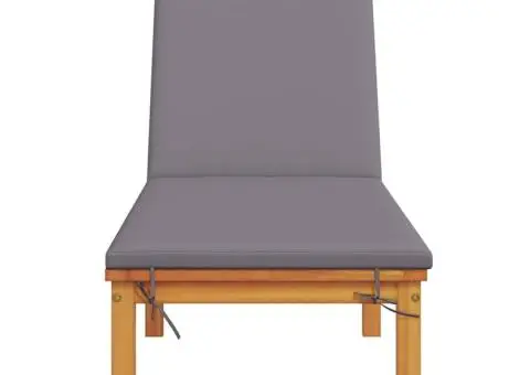 Șezlong cu perne gri deschis din lemn masiv de acacia - 4/5