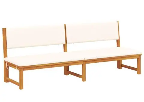 Șezlong cu funcție 3-in-1 și perne crem din lemn solid de acacia - 4/5