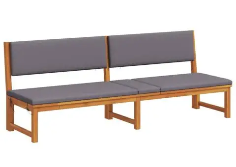 Șezlong 3 în 1 cu perne gri deschis din lemn de acacia - 4/5