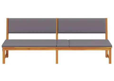 Șezlong 3 în 1 cu perne gri deschis din lemn de acacia - 5/5