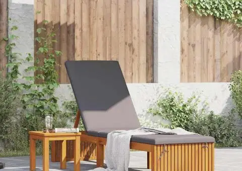 Șezlong cu pernă 200x55x30 cm din lemn solid de acacia - 1/5