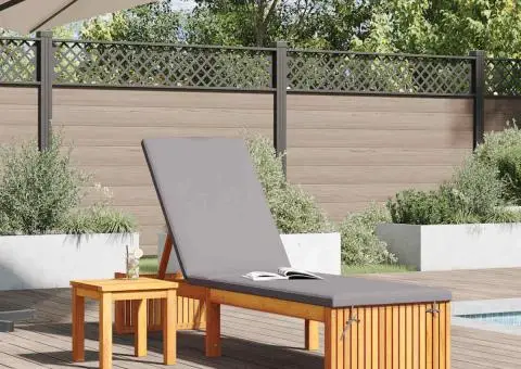 Șezlong cu pernă 200x55x30 cm din lemn solid de acacia - 3/5