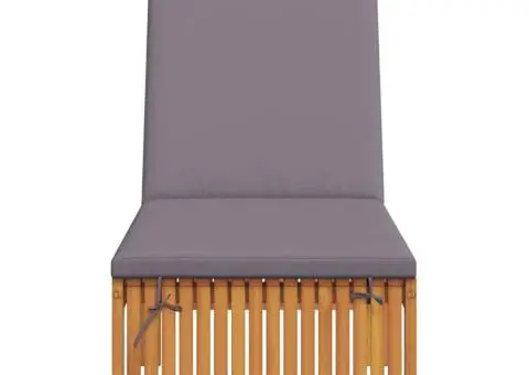 Șezlong cu pernă 200x55x30 cm din lemn solid de acacia - 4/5