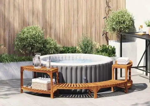 Împrejmuire pentru Cada cu Hidromasaj Semi-Rotund 252x111.5x55.5 cm Lemn Masiv de Acacia - 1/5