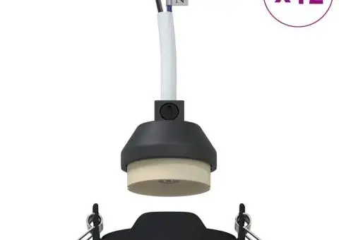 Spoturi încastrate 12 buc Round GU10 Negru Ø90 mm Oțel - 4/5