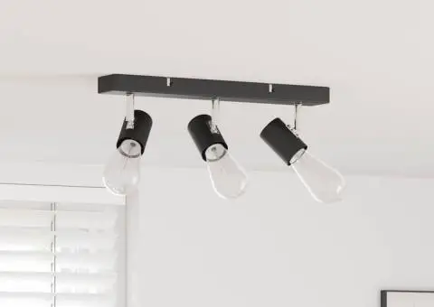 Spot de plafon 3 căi ajustabil negru E27 - 1/5