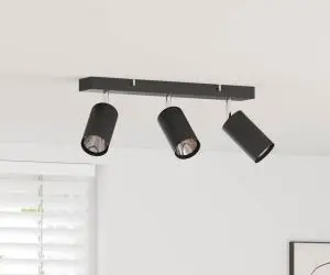 vidaXL Spot de plafon cu 3 căi ajustabile negru GU10
