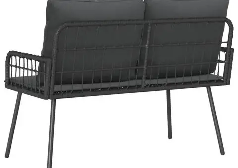 Bancă de grădină, negru, 114x64x78 cm, poliratan - 4/5