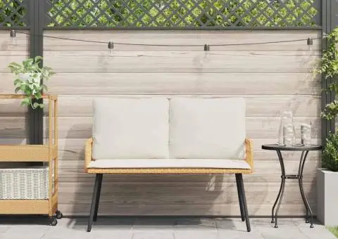 Bancă de grădină, natural, 114x64x78 cm, poliratan - 3/5