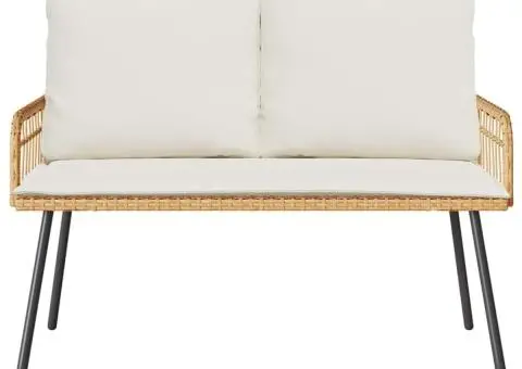 Bancă de grădină, natural, 114x64x78 cm, poliratan - 5/5