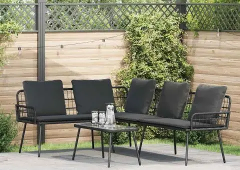 Canapea formă L, negru, 231x173x78 cm, poliratan - 1/5