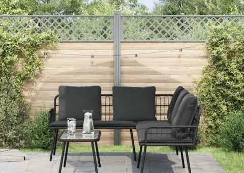 Canapea formă L, negru, 231x173x78 cm, poliratan - 3/5