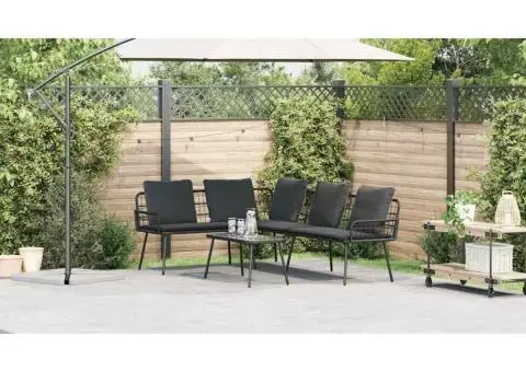 Canapea formă L, negru, 231x173x78 cm, poliratan - 4/5