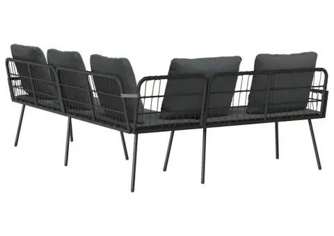 Canapea formă L, negru, 231x173x78 cm, poliratan - 5/5