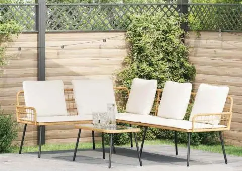 Canapea formă L, natural, 231x173x78 cm, poliratan - 1/5