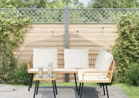 Canapea formă L, natural, 231x173x78 cm, poliratan - 3/5