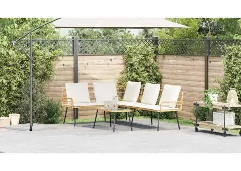 Canapea formă L, natural, 231x173x78 cm, poliratan - 4/5