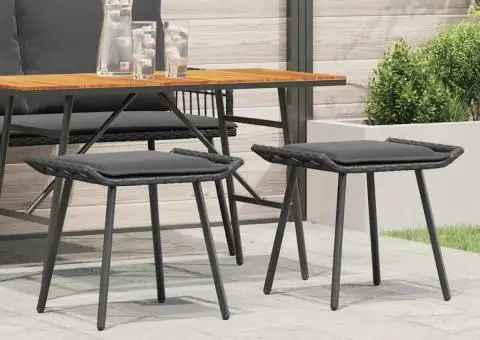 Taburete de grădină, 2 buc., negru, 50x40x45 cm, poliratan - 1/5