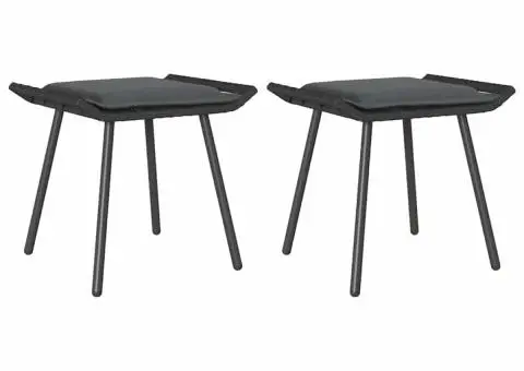 Taburete de grădină, 2 buc., negru, 50x40x45 cm, poliratan - 2/5