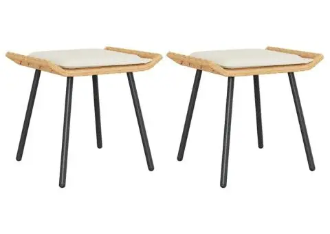 Taburete de grădină, 2 buc., natural, 50x40x45 cm, poliratan - 2/5