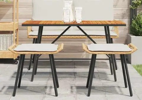 Taburete de grădină, 2 buc., natural, 50x40x45 cm, poliratan - 3/5