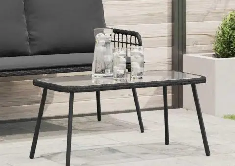 Măsuță de cafea, negru, 90x45x42 cm, poliratan - 1/5