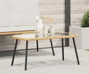 vidaXL Măsuță de cafea, natural, 90x45x42 cm, poliratan