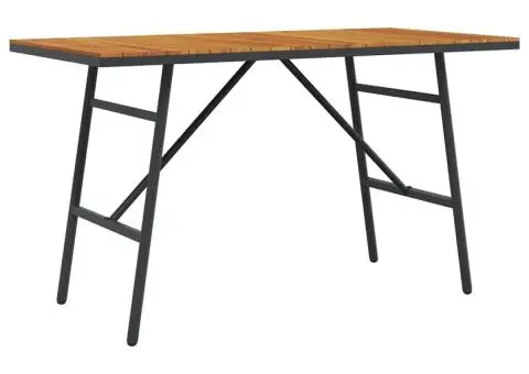 Masă de dining - Neagră, 110x55x62 cm, Fabricată din lemn masiv de acacia - 2/5