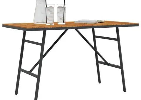 Masă de dining - Neagră, 110x55x62 cm, Fabricată din lemn masiv de acacia - 3/5