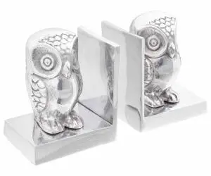 vidaXL Suporturi cărți 2 buc., argintiu, 7x9x11 cm, aluminiu, bufniță