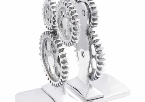 Suporturi cărți 2 buc., argintiu, 10x10x22 cm, aluminiu, rotiță - 1/5